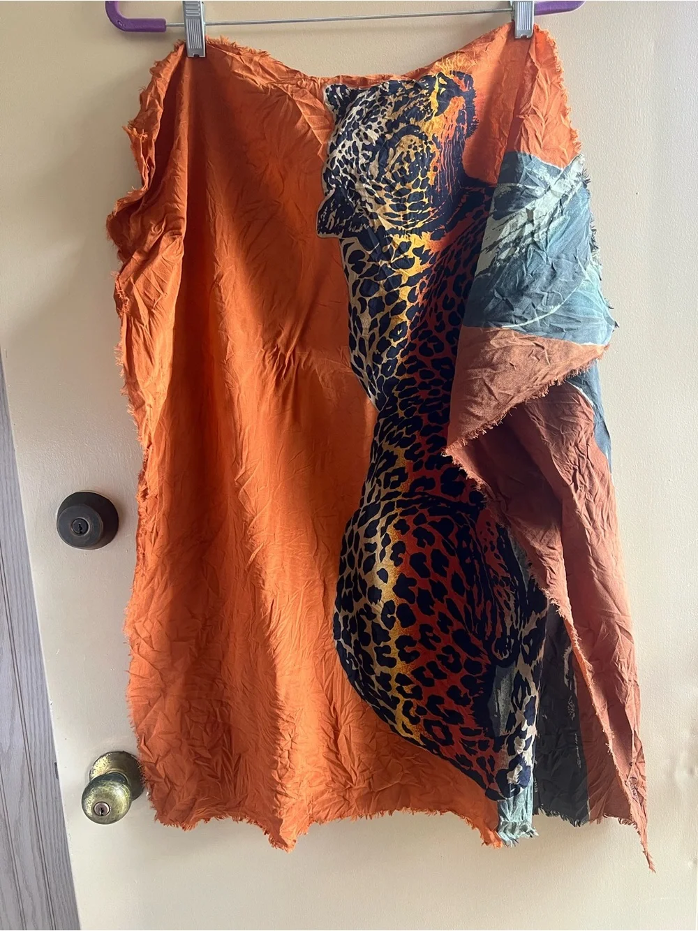 Vintage Gant Gaither Leopard Prin Scarf with Orange & Black Colorblocks